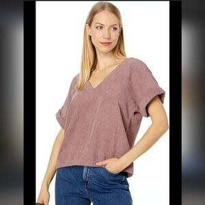 Madewell Colette Top Fig Dusty Pink V-Neck Short Sleeve Tee Sz Small